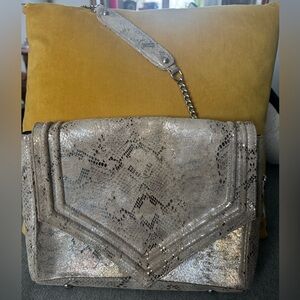 Posse Elegant Metallic Snakeskin Cross Body with silver chain strap